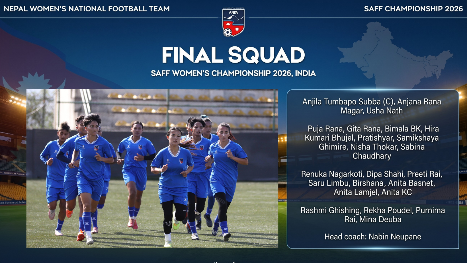 ANFA Announces Final  Squad for SAFF Women’s Championship 2026